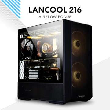 Lian Li Lancool 216 Mid-tower case with high cooling performance - Includes dual front 160MM PWM fan...