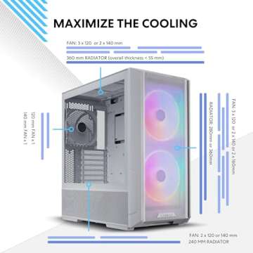 Lian Li Lancool 216 Mid-tower case with high cooling performance - Includes dual front 160MM PWM fans and 1 rear 140MM PWM fan - Airflow focused - Up to 10 fans (LANCOOL 216R-W WHITE)