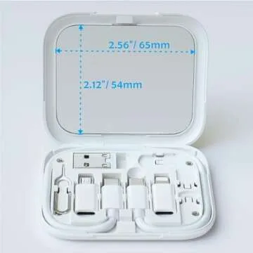 Yinow USB C to C Cable 11.3'' with 3 OTG Adapters Type C Female to USB A/Micro/iOS Device Male in Pocket Mirror Case, White