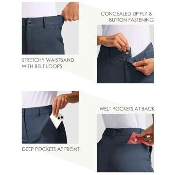 SANTINY Women's 5" Golf Shorts with Pockets Quick Dry Stretch Work Outdoor Hiking Shorts for Women Casual Summer (Dusty Blue_S)