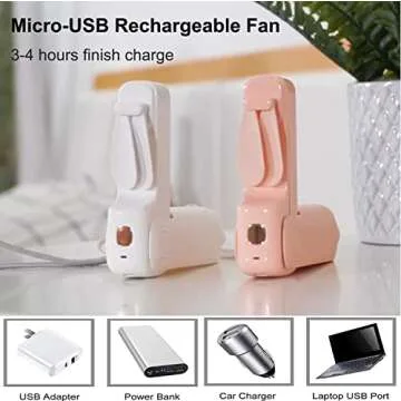 AOCOOLFAN Portable Mini Fan, Handheld Fan USB Rechargeable Small Pocket Fan, Battery Operated Fan with Flashlight Feature for Travel Outdoor (Pink)