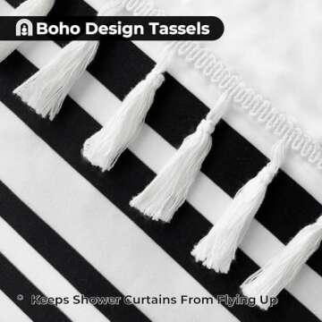 Stylish Seasonwood Shower Curtain with Tassels and Quality Fabric