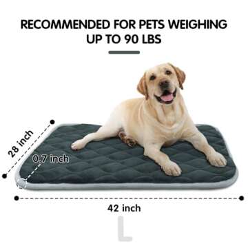 furrybaby Dog Bed Mat Flat Crate Mat with Anti-Slip Bottom Machine Washable Pet Kennel Pad for Dog Sleeping (L 42x28'', Grey Mat)