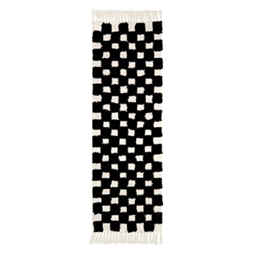 Lahome Checkered Runner Rug Stylish Washable Versatile