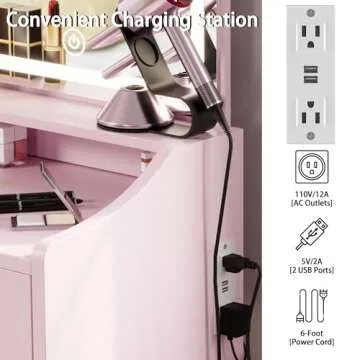 LIKIMIO Small Makeup Vanity Desk with Lights, Pink