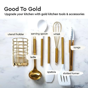 Stunning Gold Kitchen Utensils Set – 7 Premium Silicone Tools
