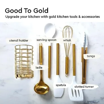 Stunning Gold Kitchen Utensils Set – 7 Premium Silicone Tools