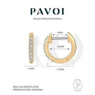 PAVOI 18K Yellow Gold Vermeil Post Cubic Zirconia Cuff Earring Huggie Stud