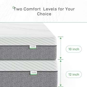Novilla Queen Size Mattress, 10-Inch Gel Memory Foam Mattress for Good Sleep, Pressure Relieving, Ma...