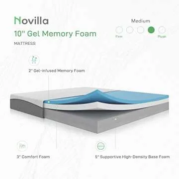Novilla 10-Inch Gel Memory Foam Mattress for Cool Sleep