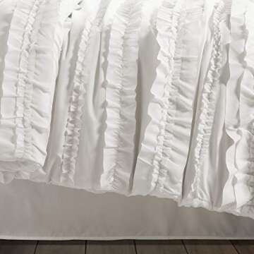 Lush Decor Belle 4 Piece Ruffled Shabby Chic White Comforter Set with Bed Skirt and 2 Pillow Shams - Queen Comforter Set