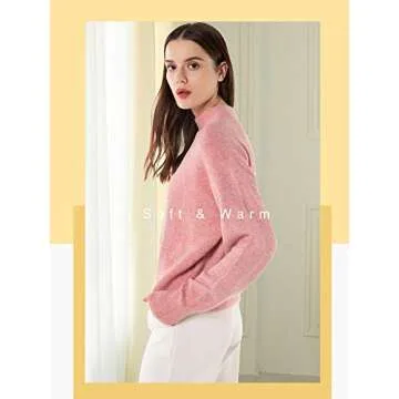 Soft Woolen Bloom Mock Neck Sweater for Women