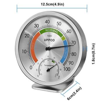 LittleGood 5" Indoor Outdoor Hygrometer/Thermometer, Humidity Gauge Indicator Temperature Humidity M...