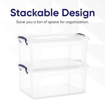 Superio Clear Storage Container with Lid, 16 Quart Plastic Bin for organization, Non-Toxic, BPA Free, Odor-Free, Stackable Latch Box organizer for Home, Dorm, Classroom, Garage, Closet (16 Quart)