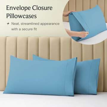 LuxClub 6 PC Queen Sheet Set, Sheets Queen Size, Deep Pockets 18" Eco Friendly Wrinkle Free Cooling Sheets Machine Washable Hotel Bedding Silky Soft - Light Blue Queen