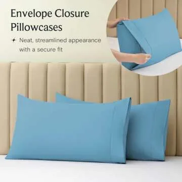 LuxClub 6 PC Queen Sheet Set, Sheets Queen Size, Deep Pockets 18" Eco Friendly Wrinkle Free Cooling Sheets Machine Washable Hotel Bedding Silky Soft - Light Blue Queen