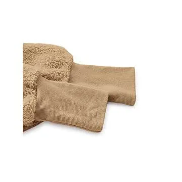 SweatyRocks Women's Khaki Hooded Dolman Sleeve Faux Fur Cardigan Coat for Winter Camel XL