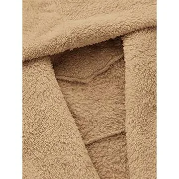 SweatyRocks Women's Khaki Hooded Dolman Sleeve Faux Fur Cardigan Coat for Winter Camel XL