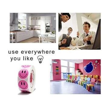Hcode Happy Face Stickers Roll - 500 Colorful Labels