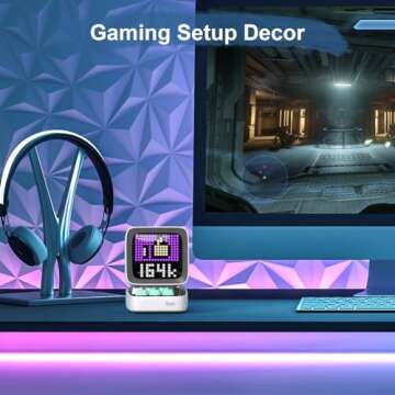 Divoom Ditoo Pixel Art Gaming Portable Bluetooth Speaker with App Controlled 16X16 LED Front Panel, Also a Smart Alarm (White)