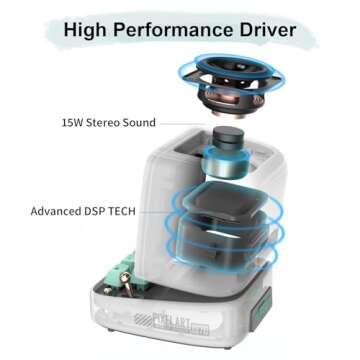 Divoom Ditoo Pixel Art Gaming Portable Bluetooth Speaker with App Controlled 16X16 LED Front Panel, Also a Smart Alarm (White)