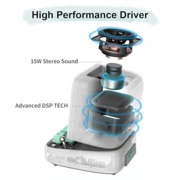 Divoom Ditoo Pixel Art Gaming Portable Bluetooth Speaker with App Controlled 16X16 LED Front Panel, Also a Smart Alarm (White)