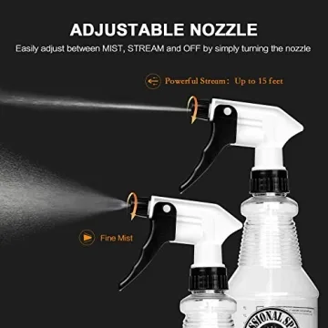 24oz Plastic Spray Bottles - 3 Pack with Adjustable Nozzle
