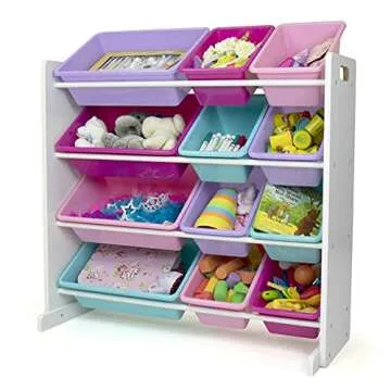 Humble Crew Toy Storage Organizer, White/Pink/Purple/Turquoise 34x11x31 inches,12x9x6 inches,16x12x6 inches