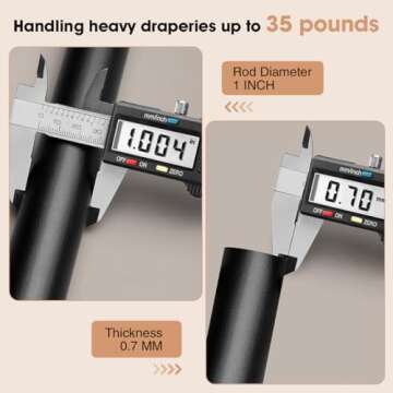 1 Inch Industrial Curtain Rods, Blackout Wrap Around Curtain Rod, for Indoor and Outdoor, Simple Design