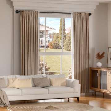 1 Inch Industrial Curtain Rods, Blackout Wrap Around Curtain Rod, for Indoor and Outdoor, Simple Design