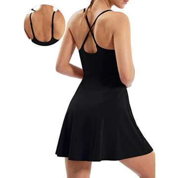 Ewedoos Tennis Dress Womens Athletic Dress Built in Shorts & Bra Adjustable Straps Workout Exercise ...