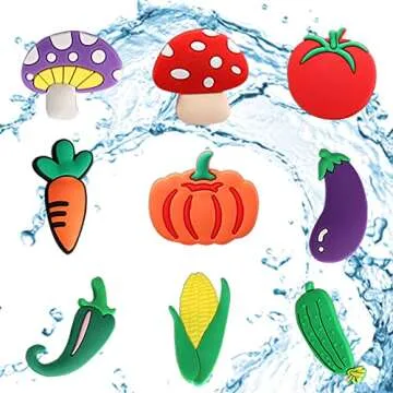 mortd Fruits Shoe Decoration Charms, 30PCS Fruit Vegetables Theme Charms for Shoe Wristband, Cherry Pineapple Eggplant Pepper Shoe Charms for Party Favors Birthday Gifts