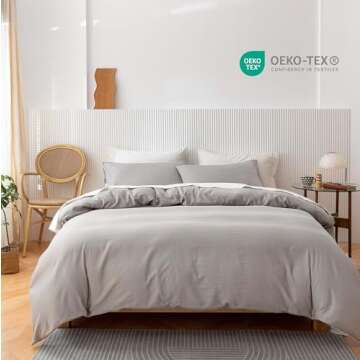 HeimenAogo Extra-Long Staple Cotton Duvet Cover Set California King, Ultra Soft and Breathable Comforter Cover with Zipper Closure, High Thread Count Egyptian Cotton Blanket Cover 3pcs, Micro Chip