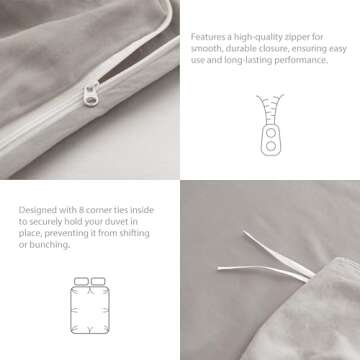 HeimenAogo Extra-Long Staple Cotton Duvet Cover Set California King, Ultra Soft and Breathable Comforter Cover with Zipper Closure, High Thread Count Egyptian Cotton Blanket Cover 3pcs, Micro Chip