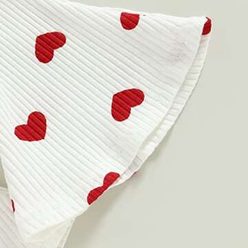 Lamuusaa Newborn Baby Girl Valentines Day Outfit Sleeveless Love Romper Shirts Ribbed Flared Pants Summer Clothes 0-3T (White, 6-12 Months)