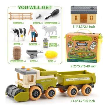 Eaciilee Sandbox Toys - Combine Harvester Truck Toy with Trailer - Farm Sand Box Toys Vehicle with F...