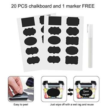 Airtight Food Storage Containers - M MCIRCO 7 Pieces BPA Free Plastic Containers with Upgraded Durable Lids - for Kitchen Organization and Storage, Include 20 Labels, 1 Marker and 4 Measuring Tools