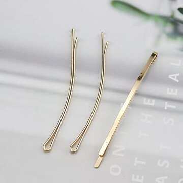 50 Gold Jumbo Bobby Pins for Elegant Hair Styling