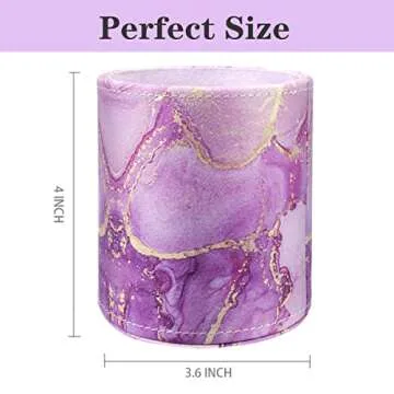 WAVEYU Pen Holder, Pencil Cup Desk Decor, Decorative Pencil Organizer, Makeup Brush Holder, Leather ...