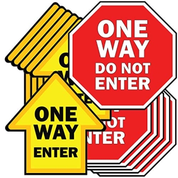KitAbility Non-Slip Floor Graphic for Social Distancing, Arrow and Stop Sign, One Way Enter and Do N...