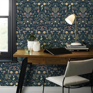 Simon&Siff Navy Blue Floral Peel and Stick Wallpaper