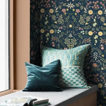 Simon&Siff Navy Blue Floral Peel and Stick Wallpaper