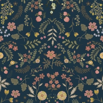 Simon&Siff Navy Blue Floral Peel and Stick Wallpaper