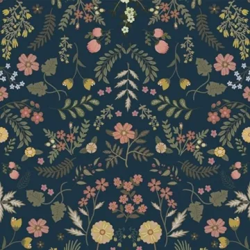 Simon&Siff Navy Blue Floral Peel and Stick Wallpaper