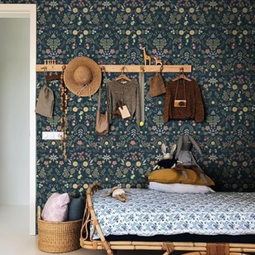 Simon&Siff Navy Blue Floral Peel and Stick Wallpaper