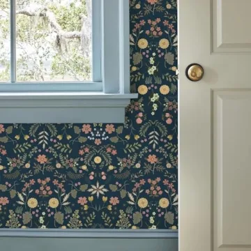 Simon&Siff Navy Blue Floral Peel and Stick Wallpaper