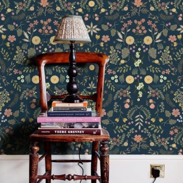 Simon&Siff Navy Blue Floral Peel and Stick Wallpaper