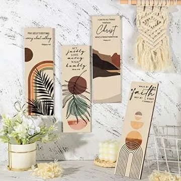 Queekay Bible Verses Wall Art in Boho Style - 4 Pcs