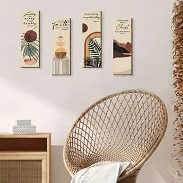 Queekay Bible Verses Wall Art in Boho Style - 4 Pcs