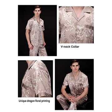 ZUEVI Men's Silk Satin Dragon Pajamas Set - Luxurious Loungewear